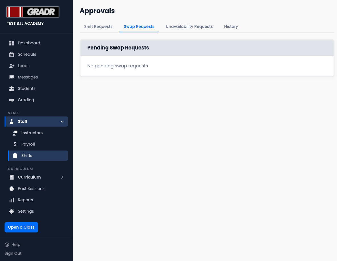 Swap requests tab
