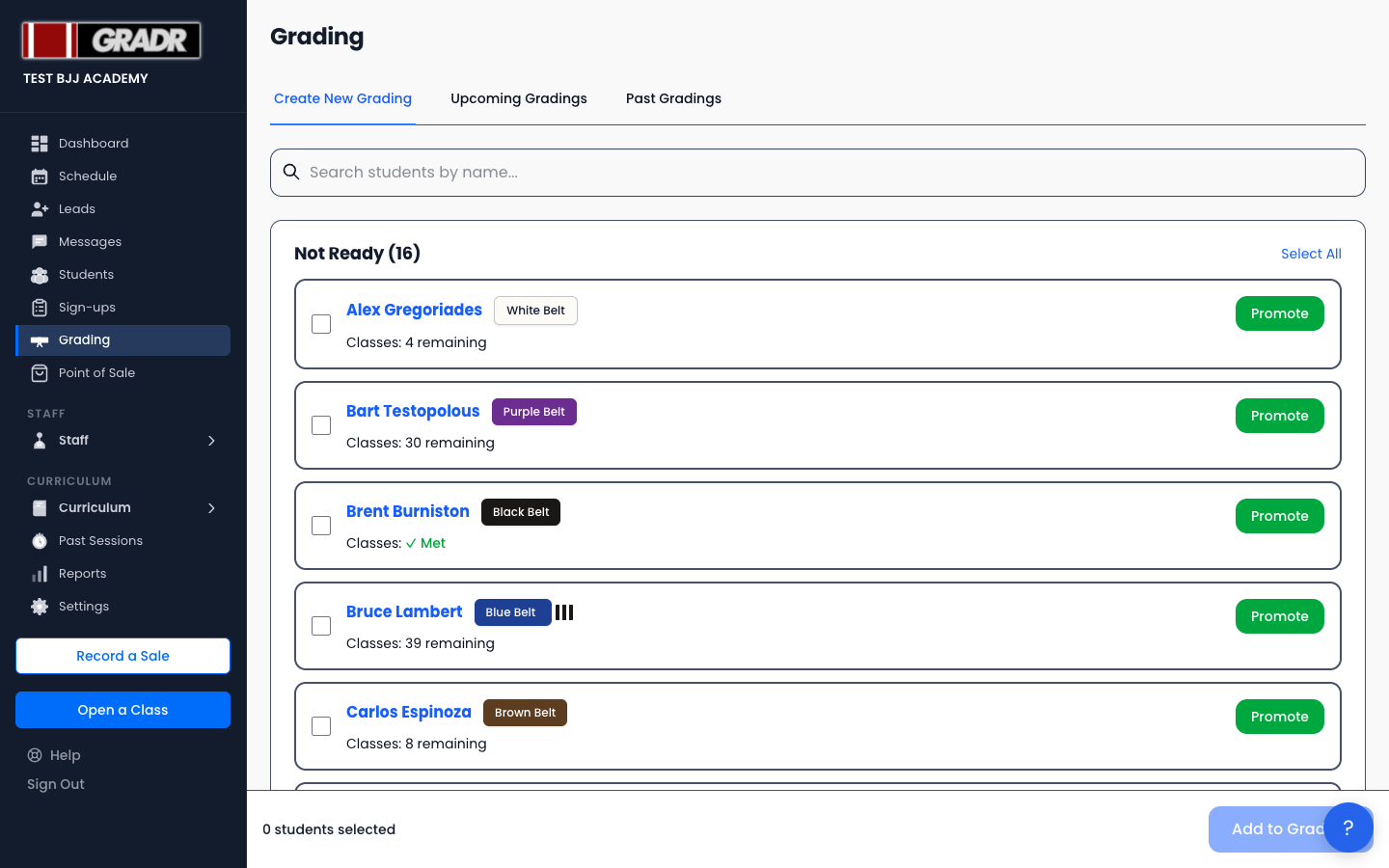 Create a grading session