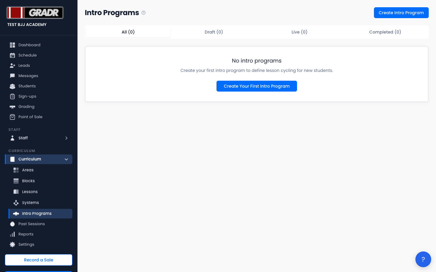 Intro Programs list