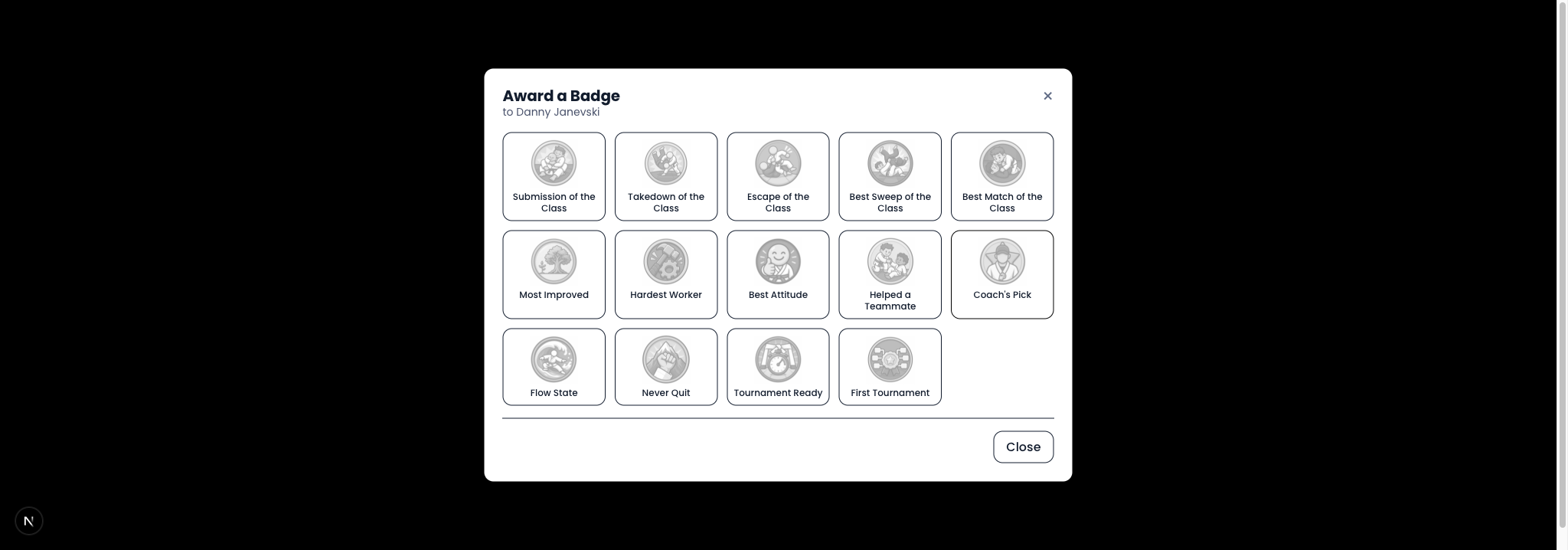 Kiosk badge award modal