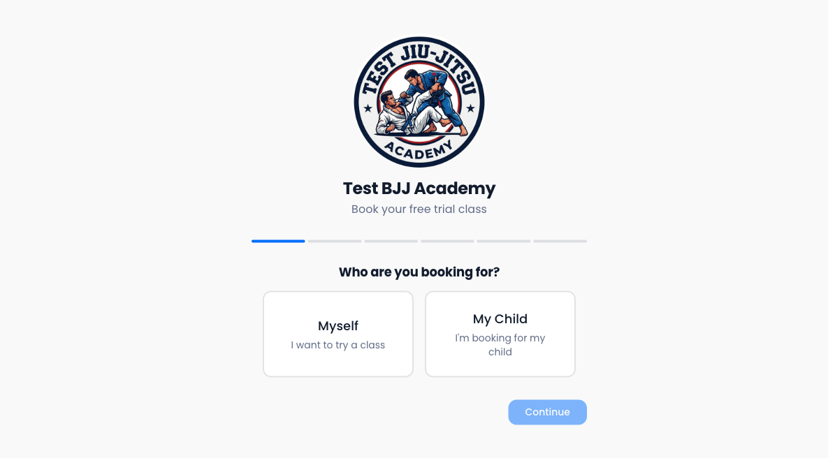 Booking flow — step 1