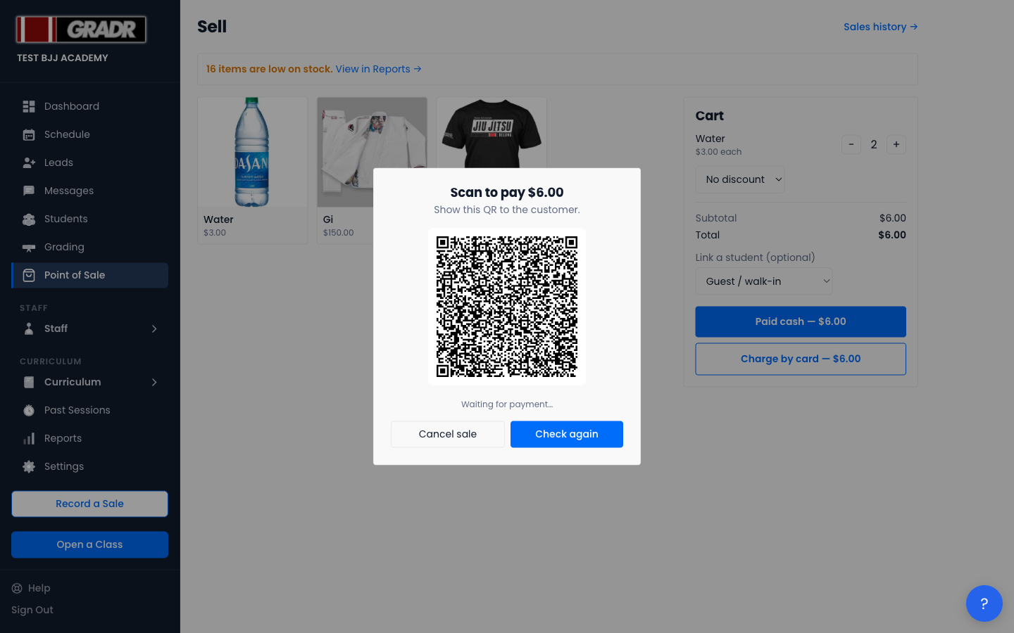 The card payment QR panel