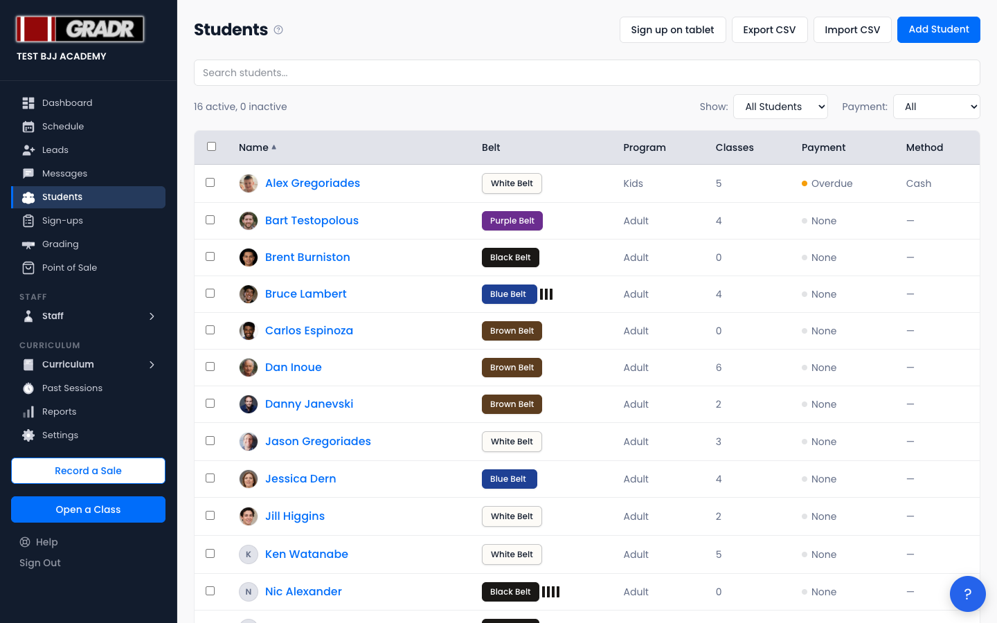 Students list